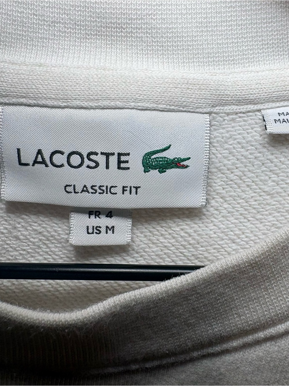 Lacoste White Crocodile Logo Crewneck Sweatshirt Men’s Medium - Picture 6 of 9